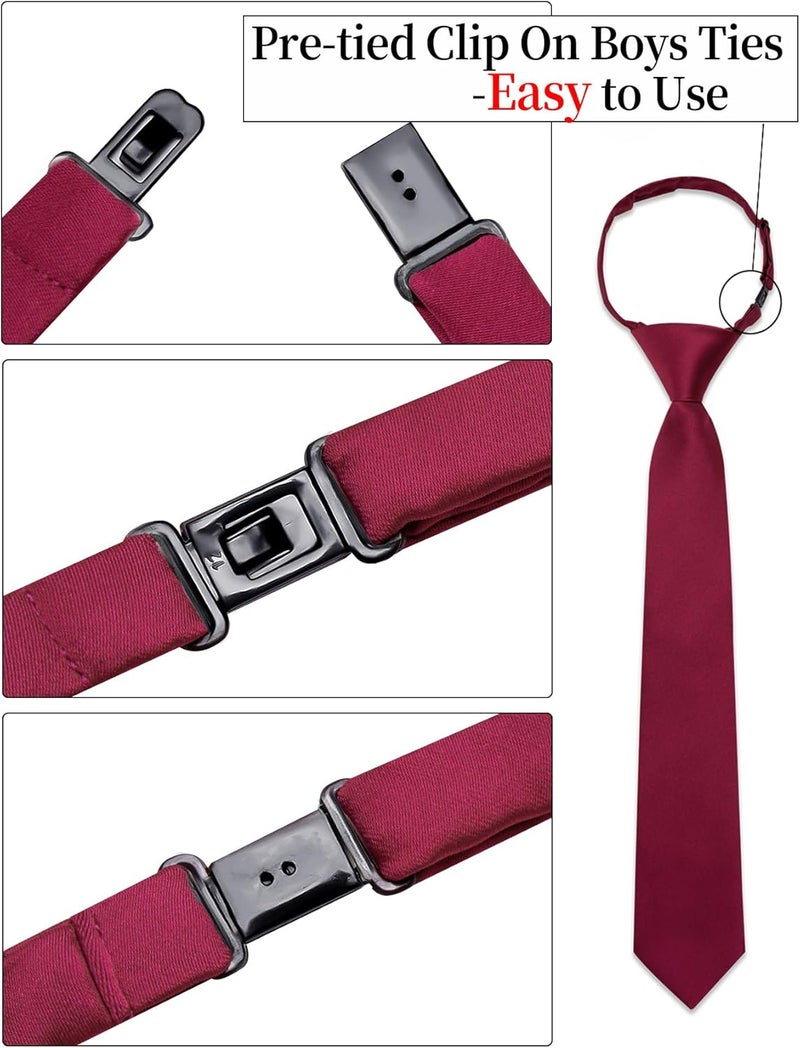 Ailisus Store Boys Tie Solid Color Silk Satin Pre-tied Kids Necktie for Age 8-12 Adjustable Formal Wedding School Graduation - Image 4